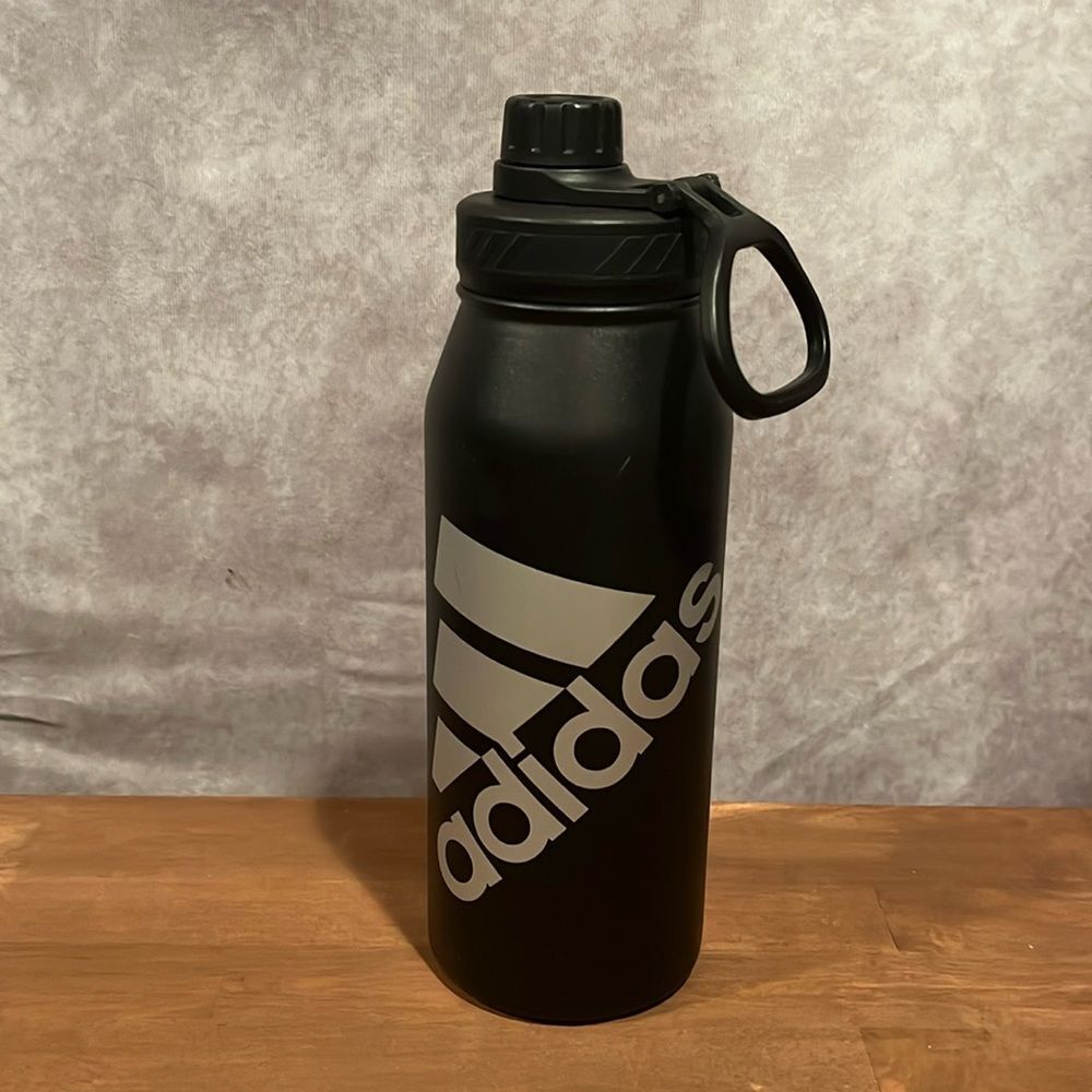 Adidas 34oz / 1 liter water bottle black with white logo